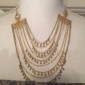 VCLM Vintage signed brass sparkly layered necklace